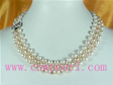 wholesale triple strands rice freshwater pearl necklaces
